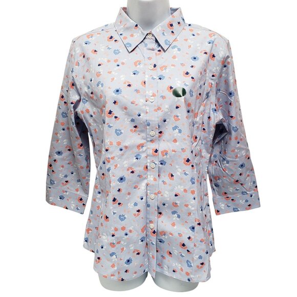 LL Bean Womens Floral Wrinkle Free Top Size Small - Picture 1 of 12